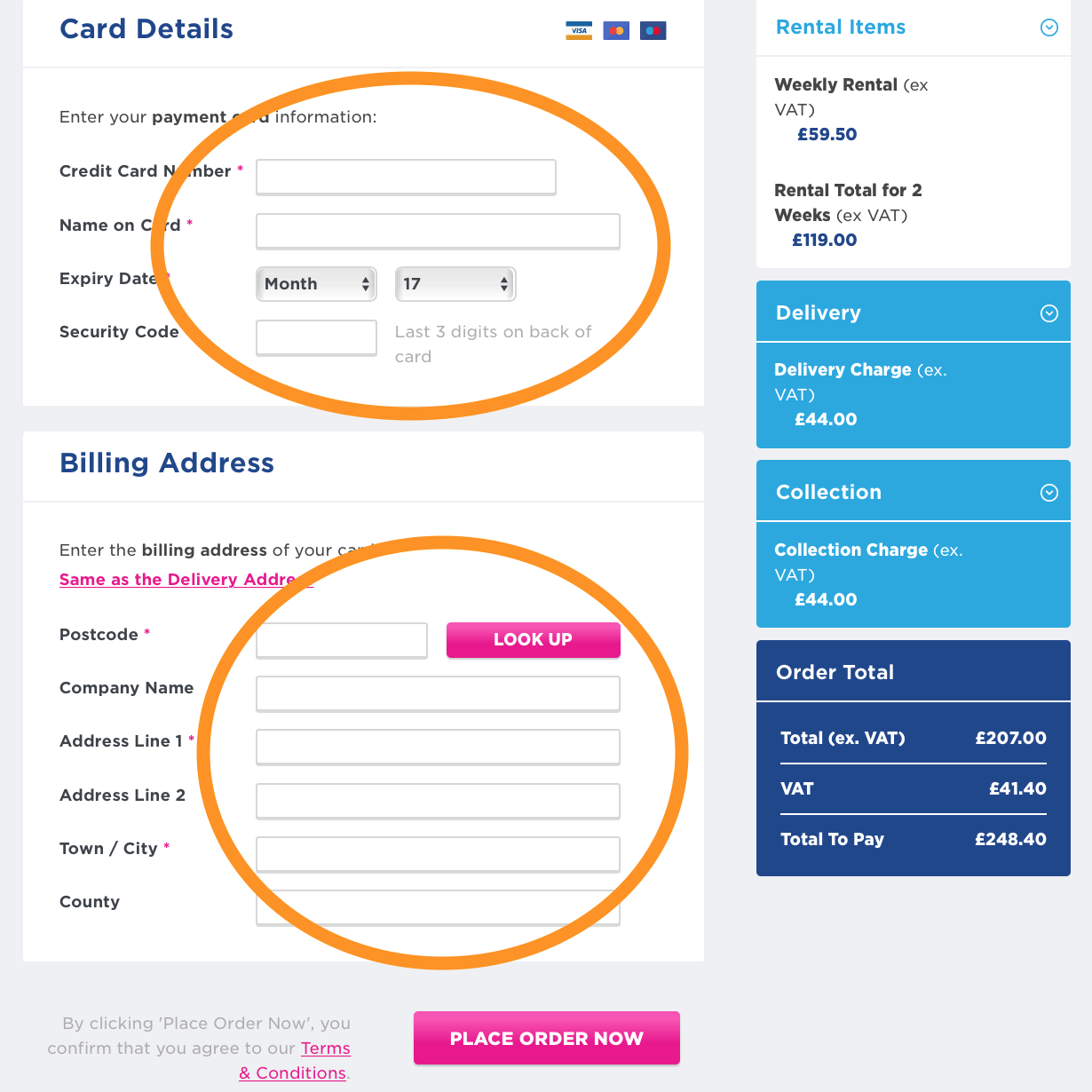 Card Details Booking